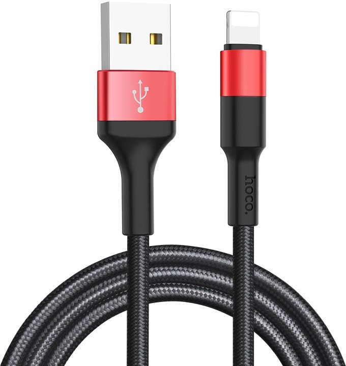 

Кабель Hoco X26 USB Type-A - Lightning (1 м, черный/красный)