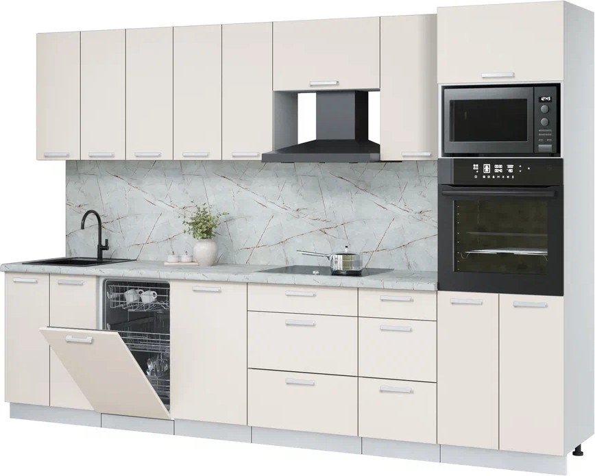 

Готовая кухня Интерлиния Мила Лайт 3.1-ПМ3 (персидский жемчуг/персидский жемчуг/серый каспий)