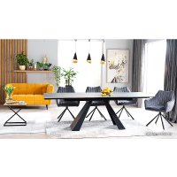 Кухонный стол Signal Salvadore Ceramic 160/240x90 (серый мрамор/черный матовый)