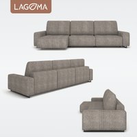 Угловой диван Lagoma Селкеа ШП 1000 + 1000 + оттоманка левый (Elle Russo/черный муар)