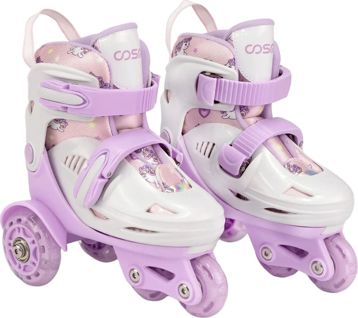 

Роликовые коньки Cosmoride Honey + набор защиты (р-р 27-30, белый/фиолетовый)