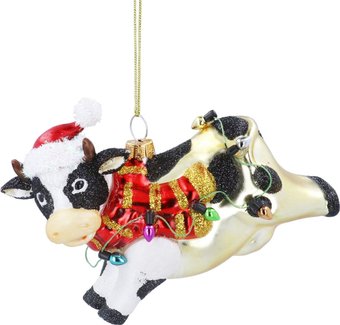 Елочная игрушка Gisela Graham All Glass Прыгающая корова 00996