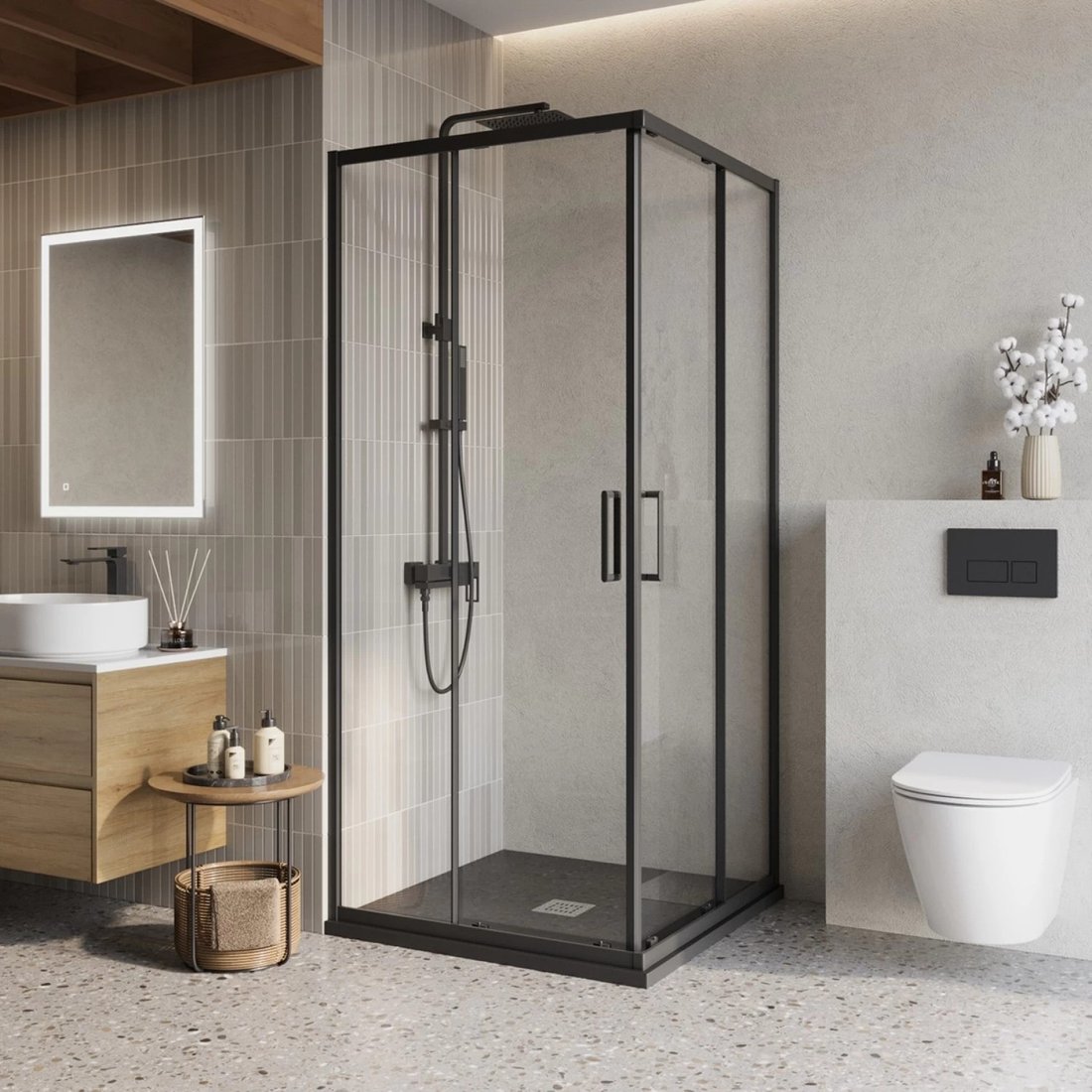 

Душевой уголок BelBagno LUCE-A-2-90-C-NERO
