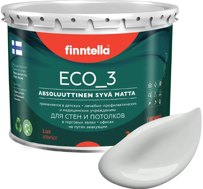 

Краска Finntella Eco 3 Wash and Clean Delfiini F-08-1-3-FL049 2.7 л (св.-серый)