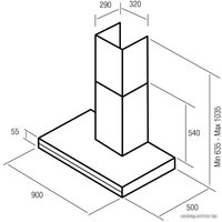 Кухонная вытяжка Nodor Mirage Inox/White Glass 900