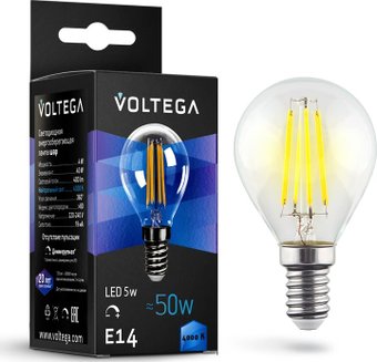 Светодиодная лампочка Voltega Crystal Globe 5W 4000K E14 DIM