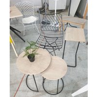 Приставной столик Sheffilton SHT-CT9 (дуб беленый/черный муар)