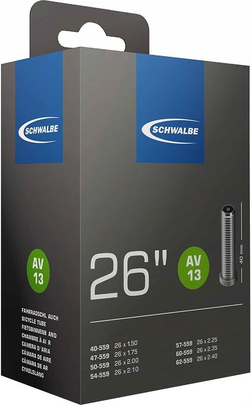 

Велокамера Schwalbe AV13 40/62-559 26"x1.5-2.5" [10425340]