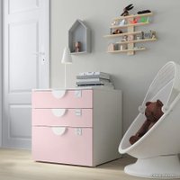 Детский комод Ikea Смостад/Опхус 093.950.83 (белый/бледно-розовый)