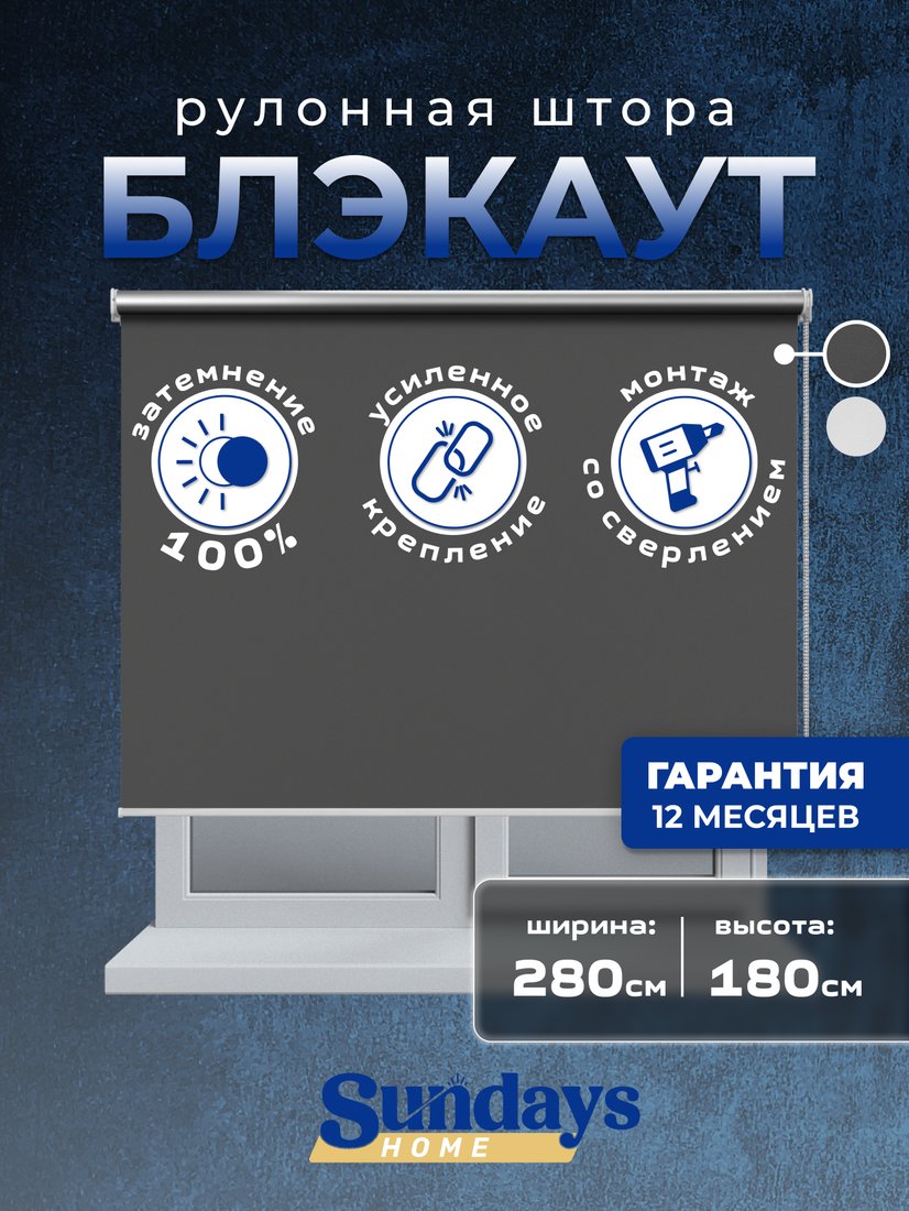 Рулонные шторы Sundays Home LM 167-07 280х180 (темно-серый)