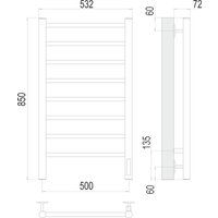 Полотенцесушитель TERMINUS Аврора П8 500х850 (сатин, Quick Touch)