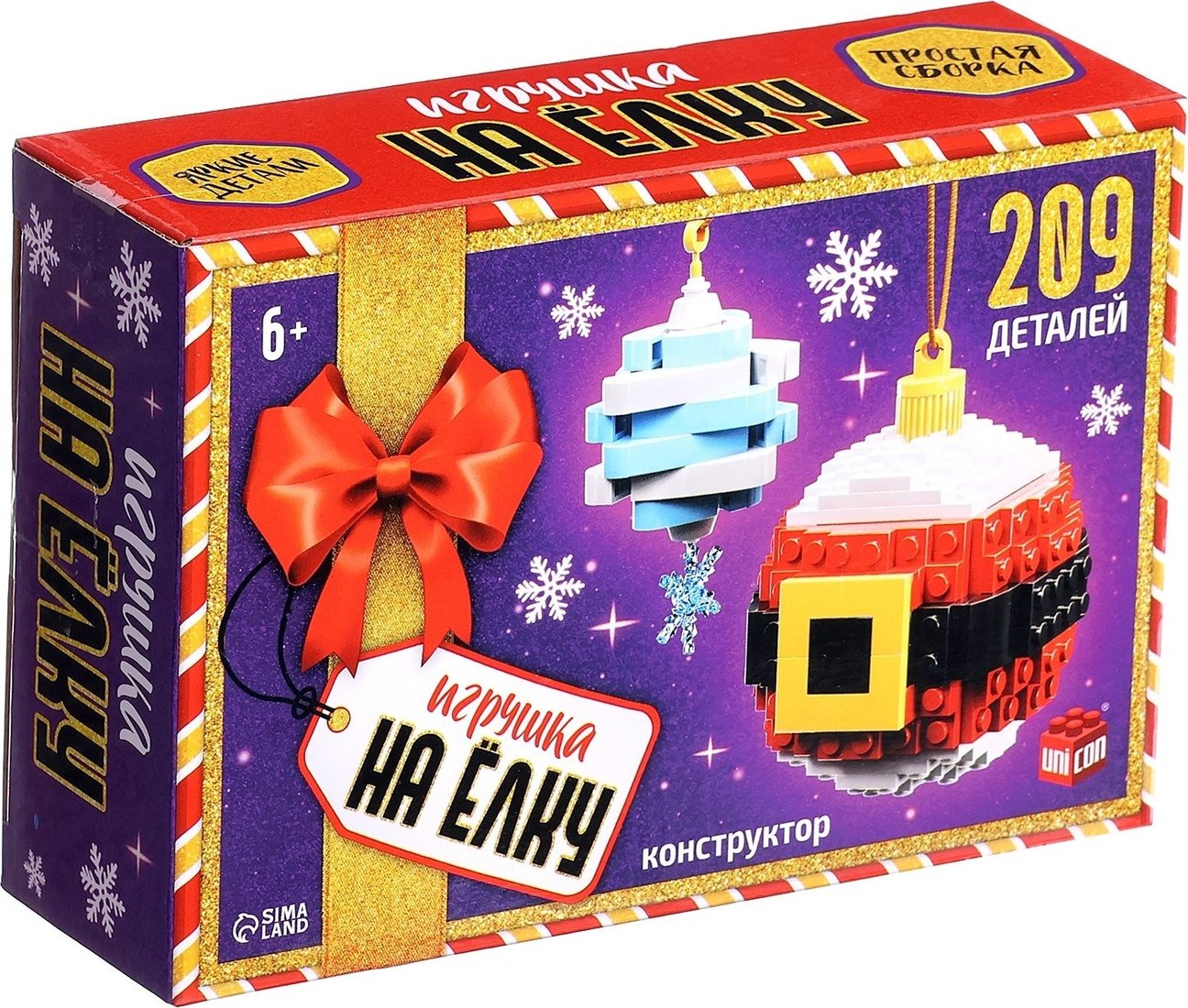 

Конструктор Unicon Игрушка на елку. Снежинка и Санта 10248697 (209эл)