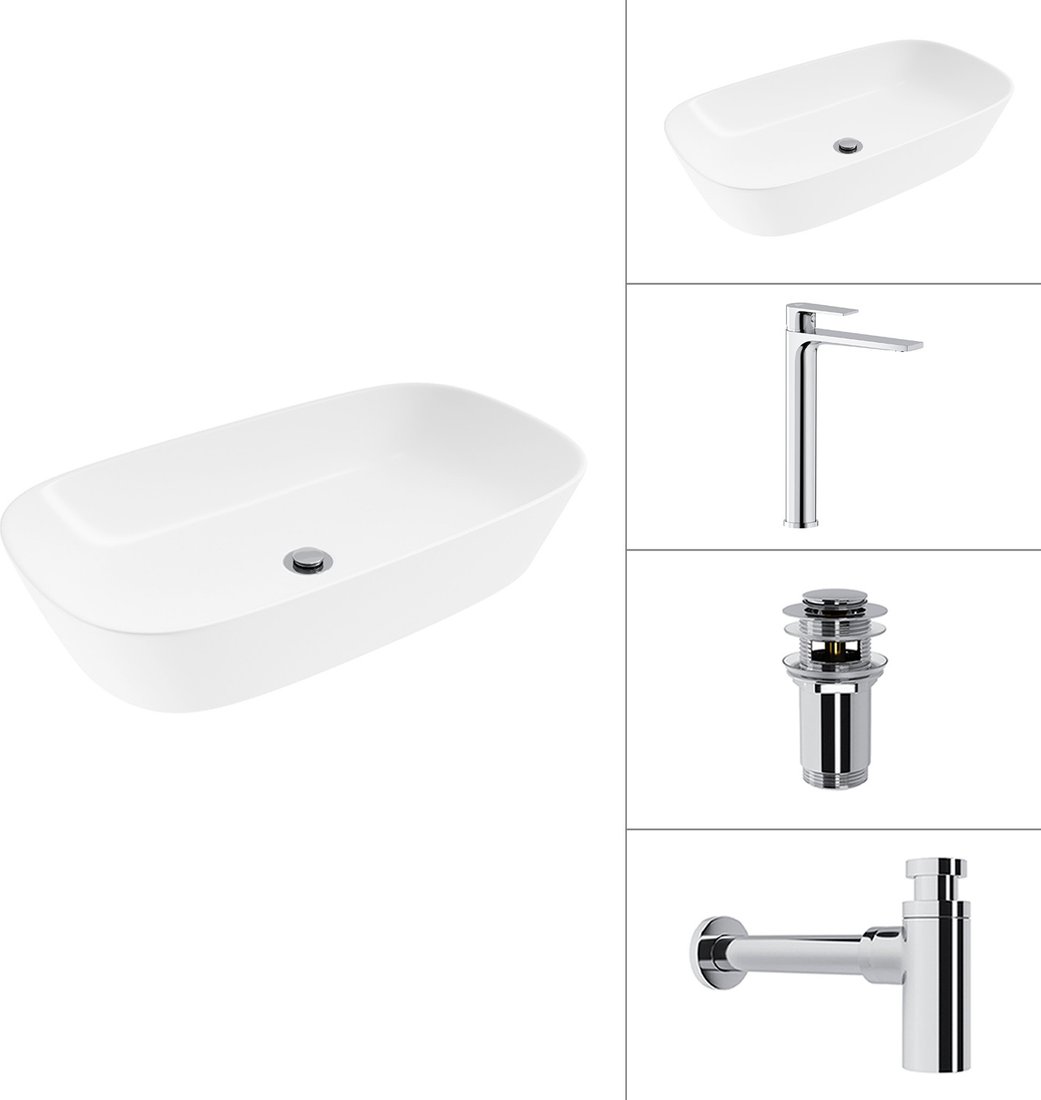 Умывальник Lauter 21393-70 + Reef 21CK8678C + сифон 21635CH + донный кл. 21190CH (хром)