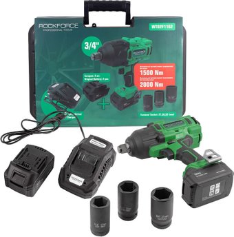 Гайковерт RockForce RF-WT02F1162 (с 2-мя АКБ, кейс)