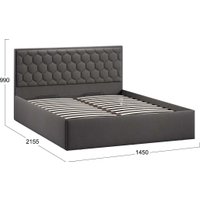 Кровать Трия Порто универсальная с ПМ и заглушиной 140x200 (велюр графит)