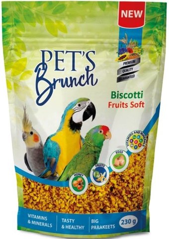 Корм для птиц Pet's Brunch Функциональный десерт Biscotti Fruits Soft 230 г