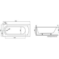 Ванна Polimat Classic Slim 180x80 (c ножками)