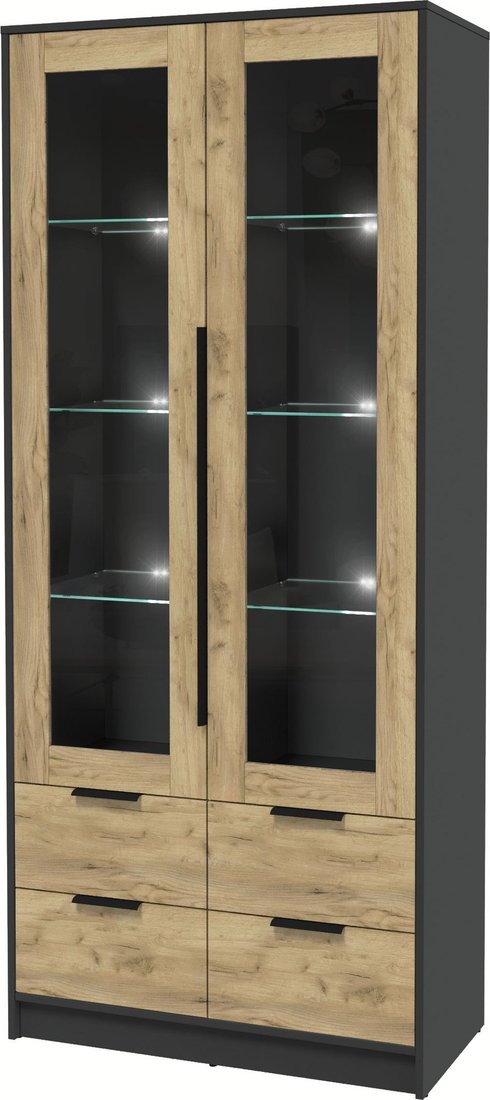 

Шкаф-витрина Интерлиния Концепт КТ-ШВ2 с подсветкой (дуб золотой/антрацит)