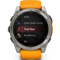 Умные часы Garmin Fenix 8 Sapphire 51мм (титановый, оранжевый силиконовый ремешок)