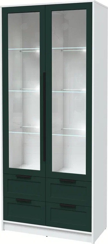 

Шкаф-витрина Интерлиния Концепт Тренд КТ-ШВ2 с подсветкой (белый платинум/изумруд)