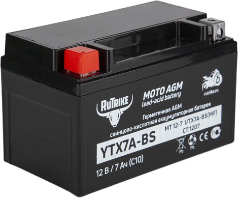 

Мотоциклетный аккумулятор Rutrike YTX7A-BS (7 А·ч)