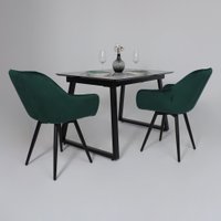 Кухонный стол Lepremo AV 1208 HPL+МДФ раздвижной 1200-1600x800 (мрамор марквина синий/черный)
