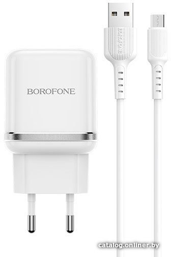 Сетевое зарядное Borofone BA36A microUSB (белый)