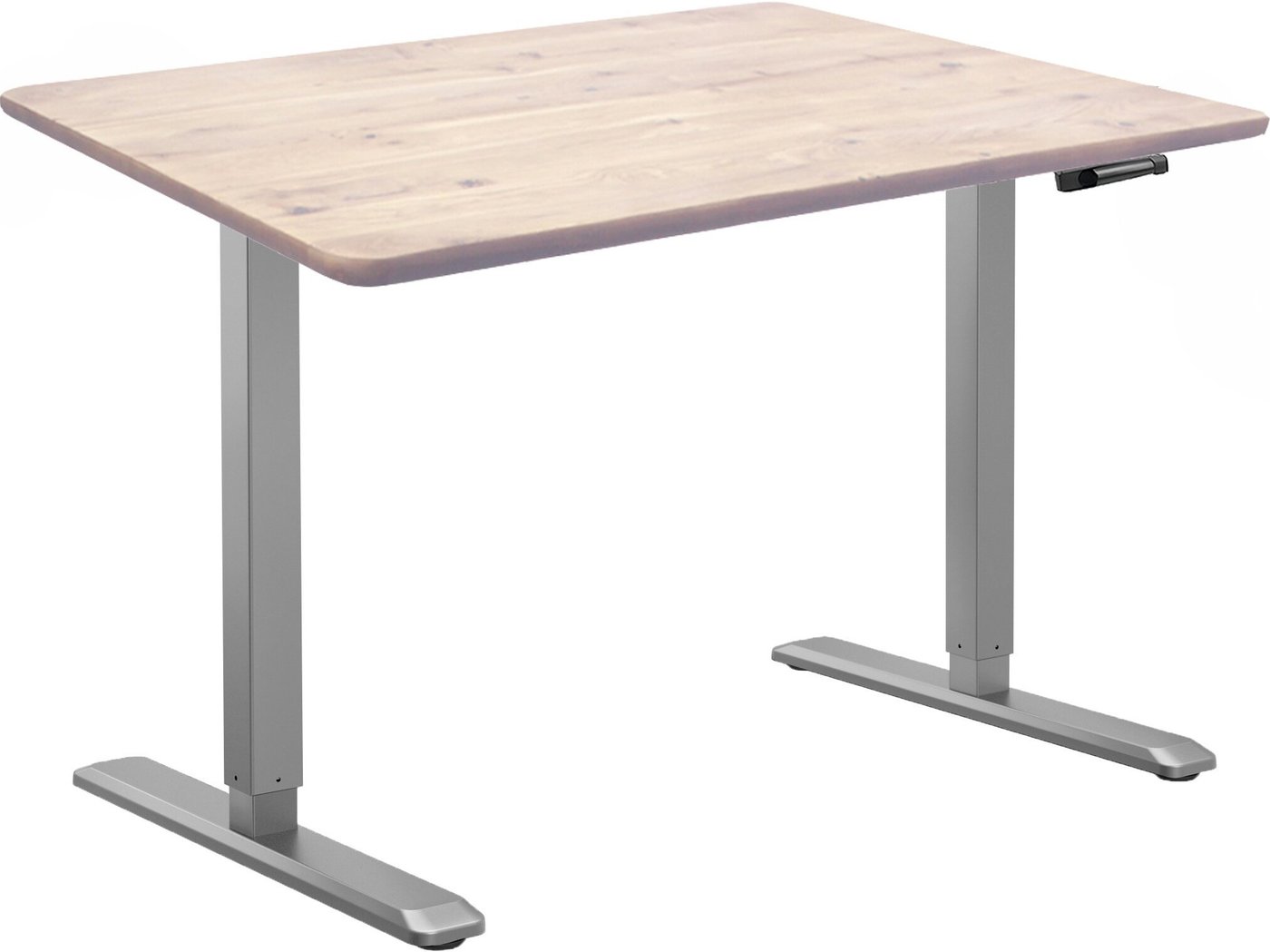 Стол с регулировкой высоты ErgoSmart Wooden Manual DESKFIT DF100 1300х750х27 мм (прямой край, дуб беленый/серый)