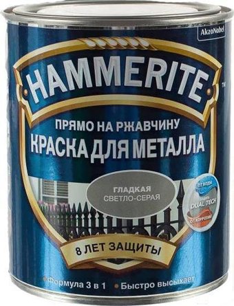 Hammerite по металлу гладкая 0.75 л (серый)
