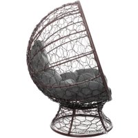 Кресло M-Group Кокос на подставке 11590209 (коричневый ротанг/серая подушка)