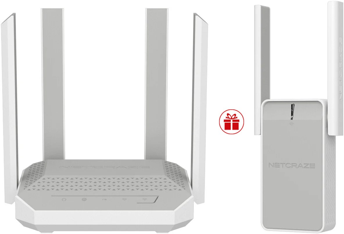 Wi-Fi роутер Netcraze Sprinter NC-3711 + усилитель Wi-Fi Netcraze Buddy 6 NC-3411