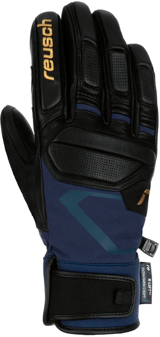 

Горнолыжные перчатки Reusch Pro Rc 6201110-7470 (р-р 9, Black/Dress Blue/Gold)