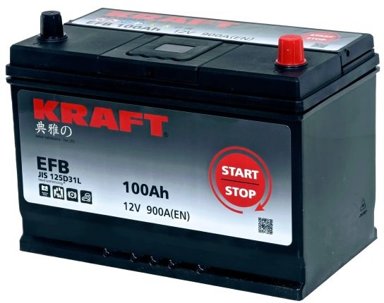 

Автомобильный аккумулятор KRAFT EFB Jis R+ (100 А·ч)