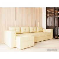 Угловой диван Настоящая мебель Константин Long (левый, боннель, экокожа, бежевый)