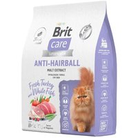 Сухой корм для кошек Brit Care Superpremium Anti-Hairball с белой рыбой и индейкой (вывод шерсти) 7 кг