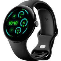 Умные часы Google Pixel Watch 3 45 мм (черный матовый/обсидиан, спортивный силиконовый ремешок)