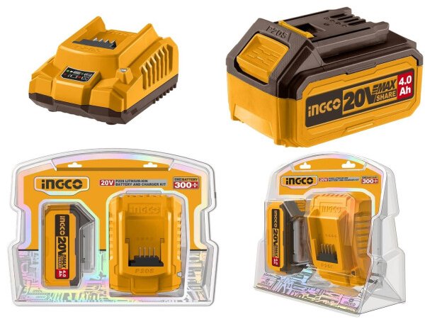 

Аккумулятор с зарядным устройством Ingco FBCPK1214 (20В/4 Аh)