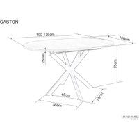 Кухонный стол Signal Gaston ceramic 100-135/100 (белый/черный)