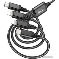 Кабель Hoco X76 Super USB Type-A - microUSB/USB Type-C/Lightning x2 (1 м, черный/красный/синий)
