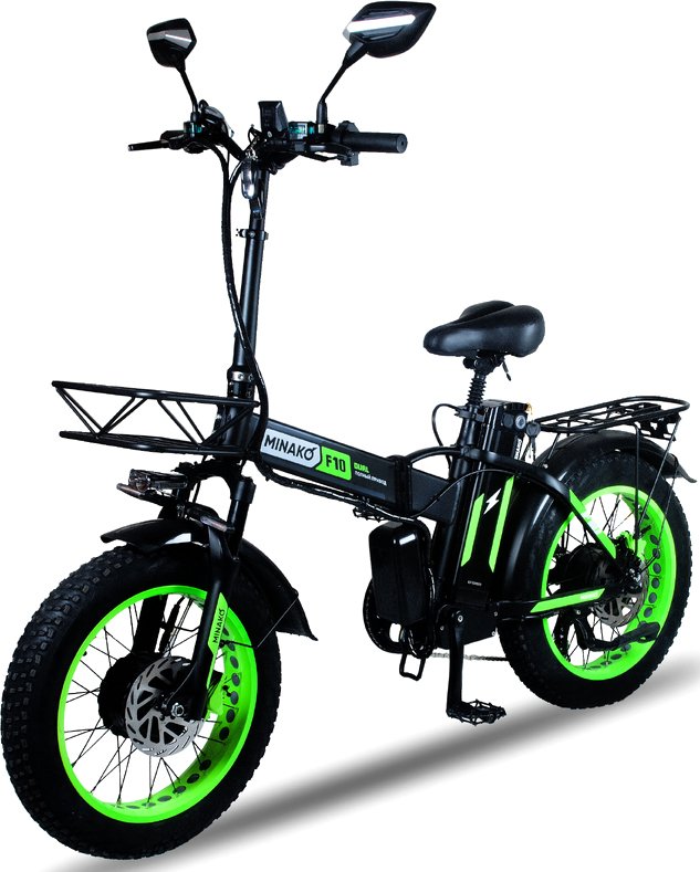 

Электровелосипед Minako F10 Dual PRO 2025 (черный/зеленый)