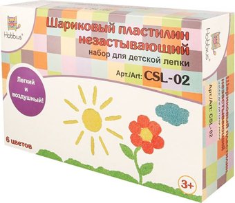Пластилин легкий Hobbius Шариковый CSL-02 (158 г, 6 цв)