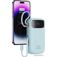 Внешний аккумулятор Baseus Qpow2 Dual-Cable Digital Display Fast Charge Power Bank 22.5W 20000mAh (голубой)