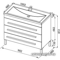 Aquanet Тумба с умывальником Верона 100 (черный, напольная, 3 ящика)
