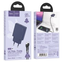 Сетевое зарядное Hoco N44 USB Type-C (титановый синий)