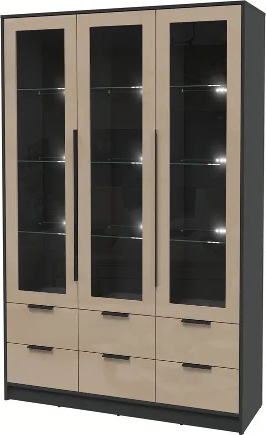 

Шкаф-витрина Интерлиния Концепт КТ-ШВ3 с подсветкой Глосс (антрацит/капучино глянец)