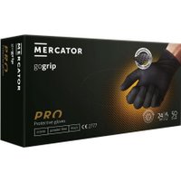 Нитриловые перчатки Mercator GoGrip защитные (XL, 50 шт, черный)