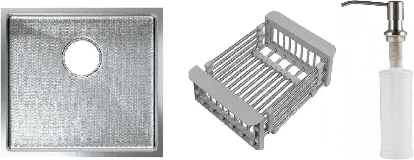 Кухонная мойка Schtoff Undermount Best Decor Silver 4545 + коландер KR-1 GREY + дозатор SD-1 SILVER