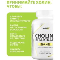 Витамины, минералы 1WIN Холин Битартрат Vitamin В4 (90 капсул) в Бресте