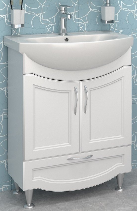 

Runo Тумба с умывальником Неаполь 65 + Элеганс 65 (напольная, белый)