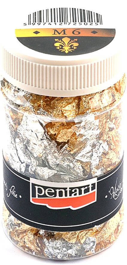 Поталь Pentart в хлопьях 100 мл (имитация золота, серебра, бронзы и меди)